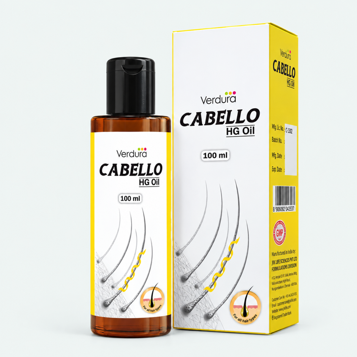 Verdura Cabello HG Oil 100ml - hair oil for growth and anti hair fall oil for men and women