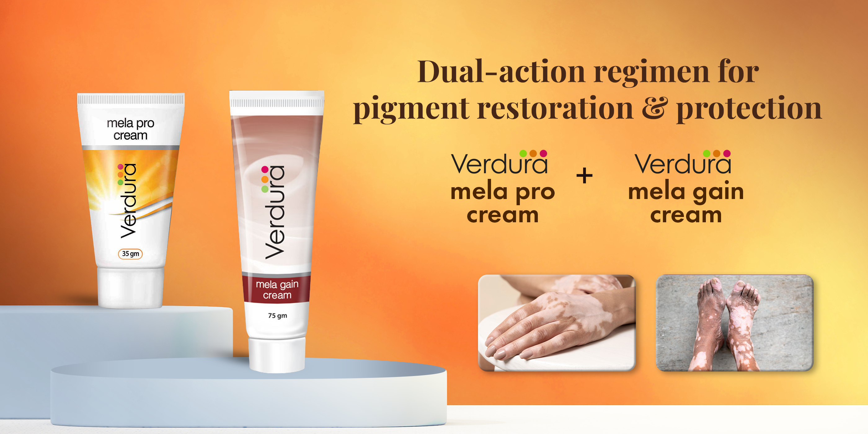 Verdura mela pro cream and mela gain cream for vitiligo treatment