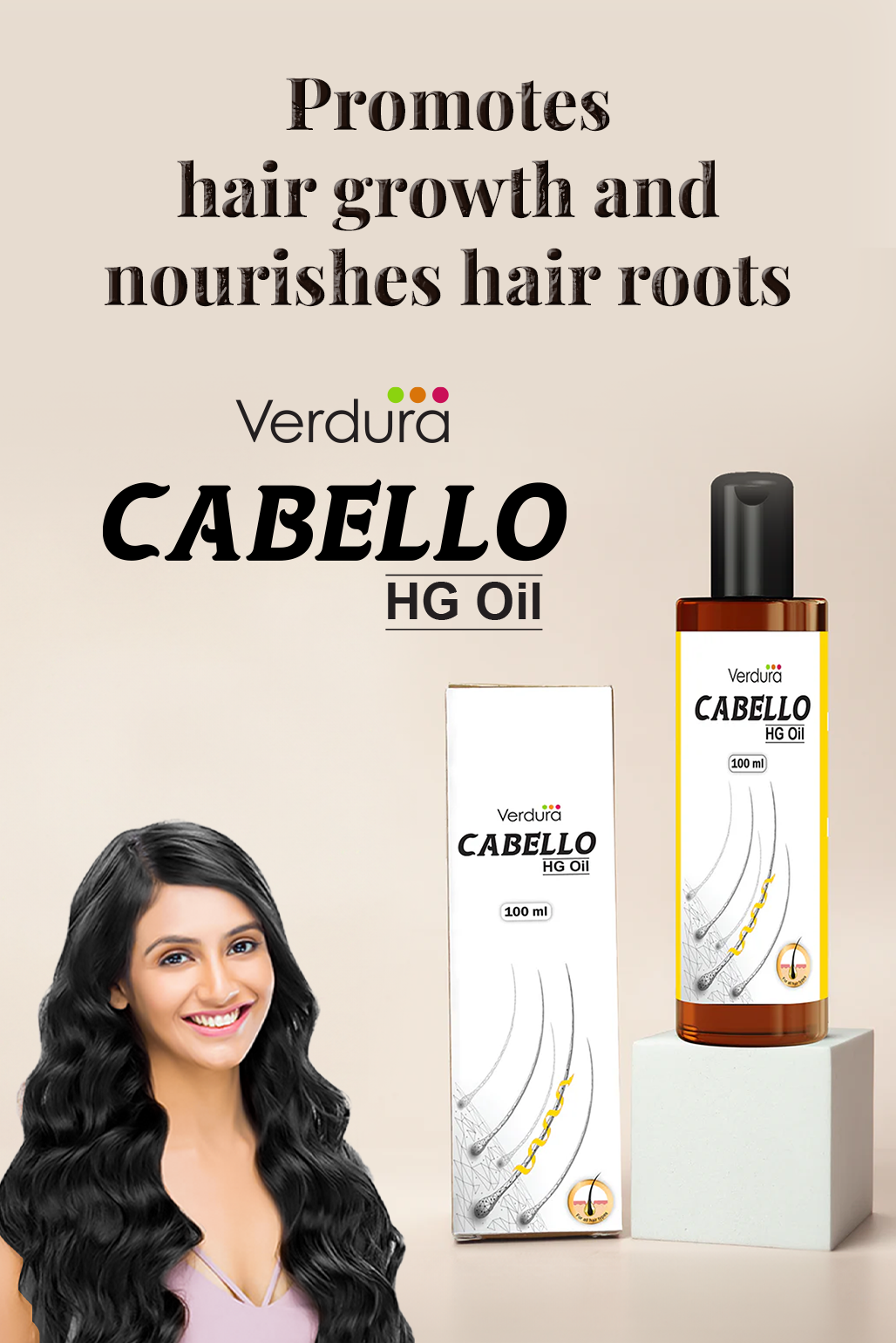 Verdura Cabello HG Oil - hair oil for growth, anti hair fall for men and women, 100ml
