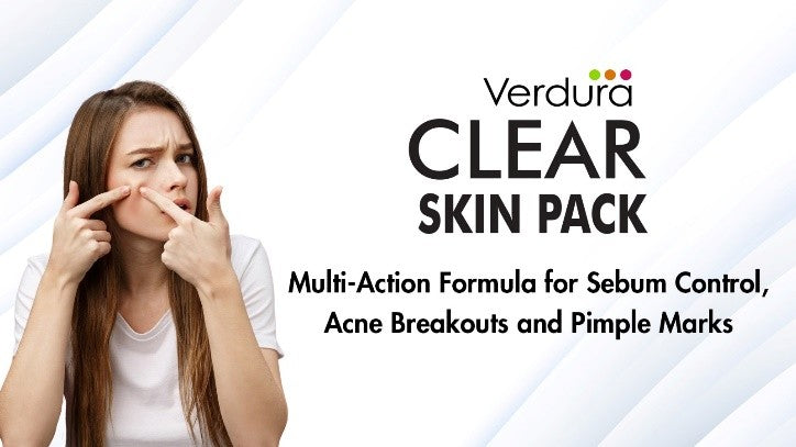 Verdura Clear Skin Pack: Multi-Action Formula for Sebum Control, Acne Breakouts and Pimple Marks