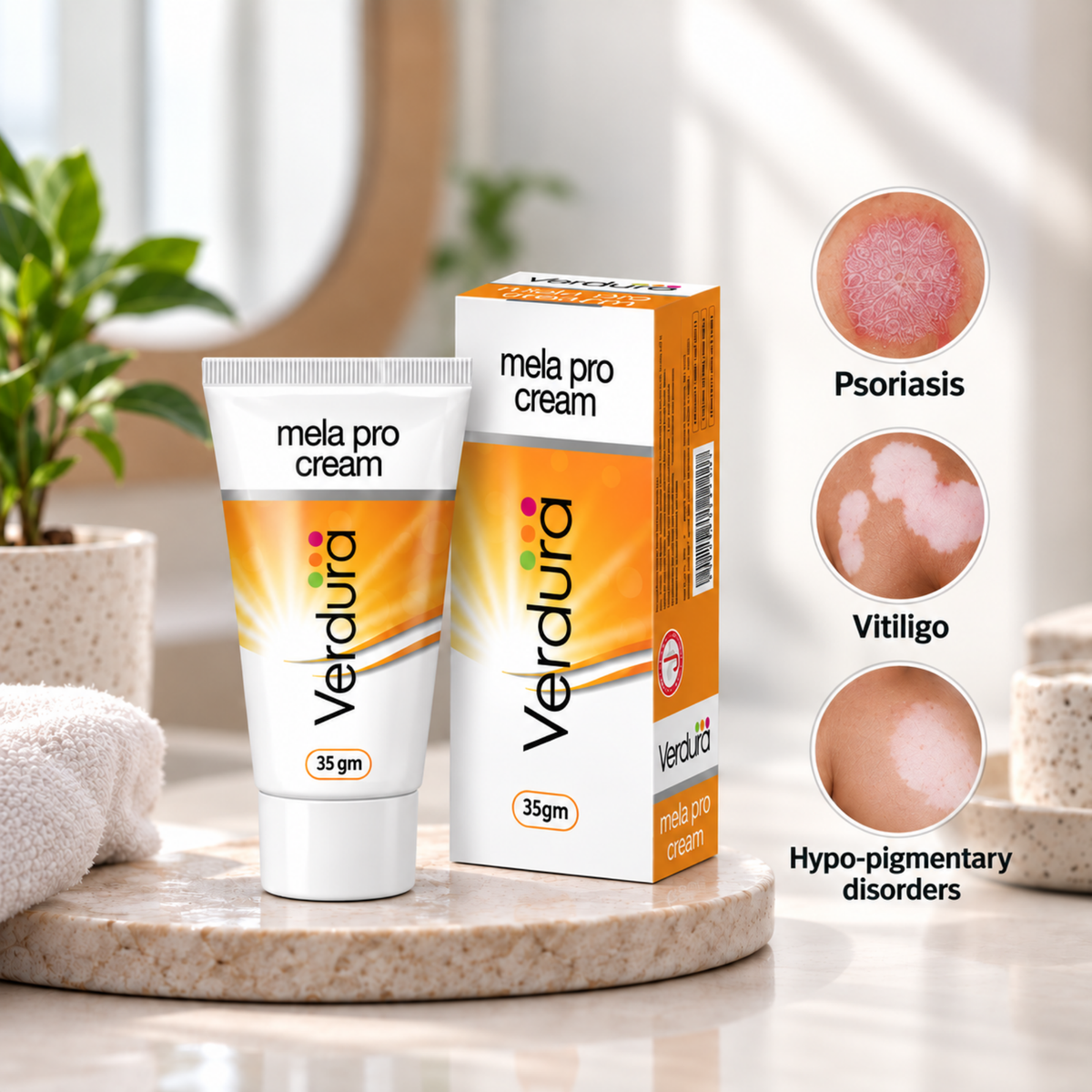 Verdura Mela Pro Cream - for psoriasis, vitiligo and hypo-pigmentary disorders