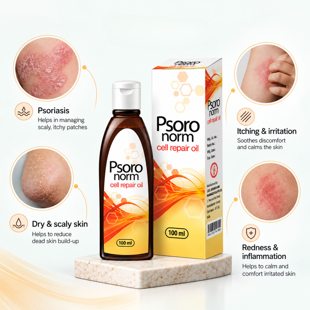 Psoro Norm Cell Repair Oil - helps manage psoriasis, dry and scaly skin, itching, redness and inflammation