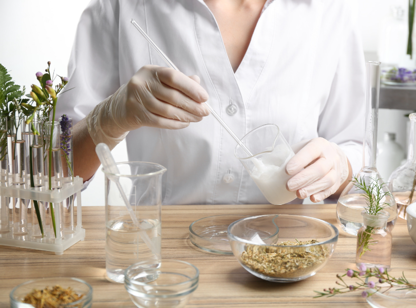 Working in lab
