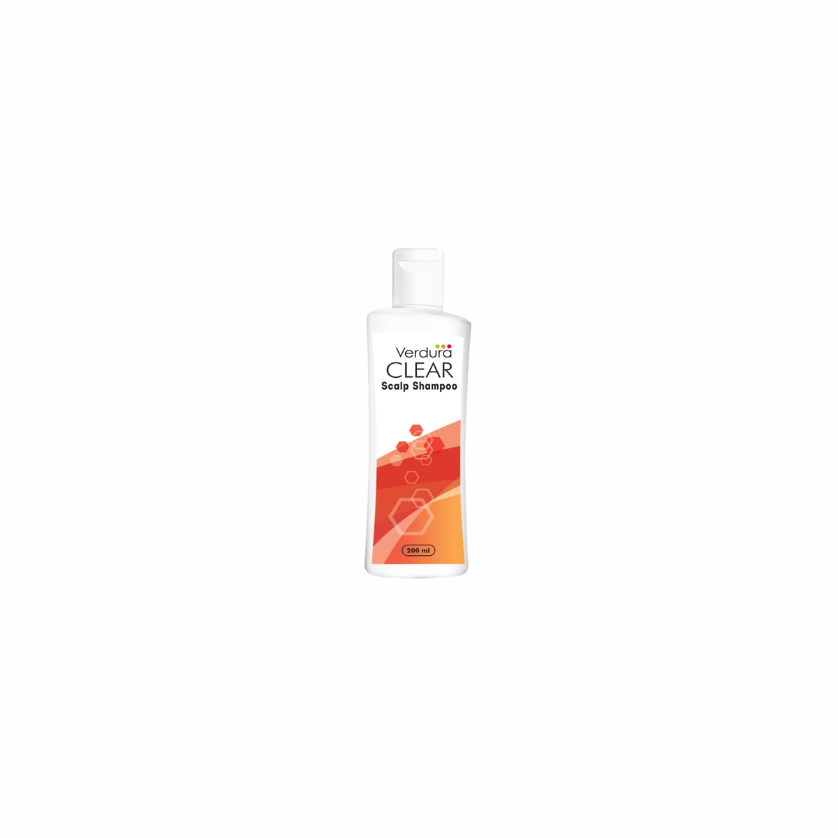 A bottle of Verdura CLEAR Scalp Shampoo centered on a plain white background.